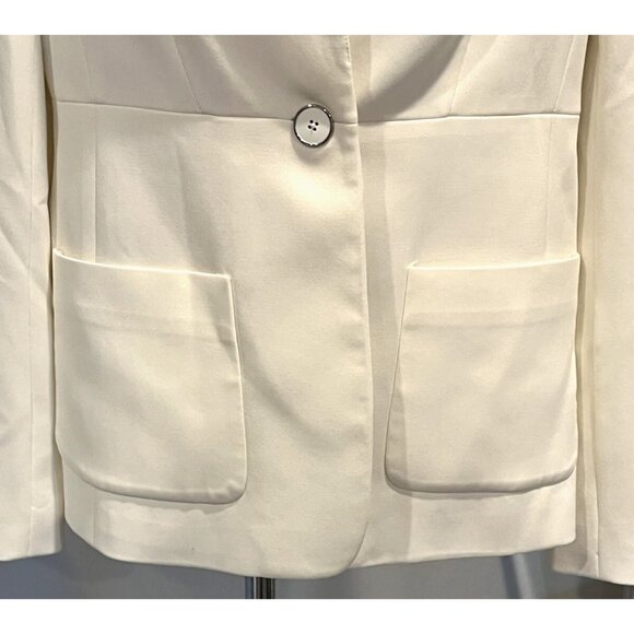 Elie Tahari White Cream One Button Pockets Blazer Jacket - Picture 5 of 14